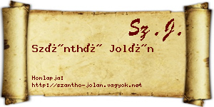Szánthó Jolán névjegykártya